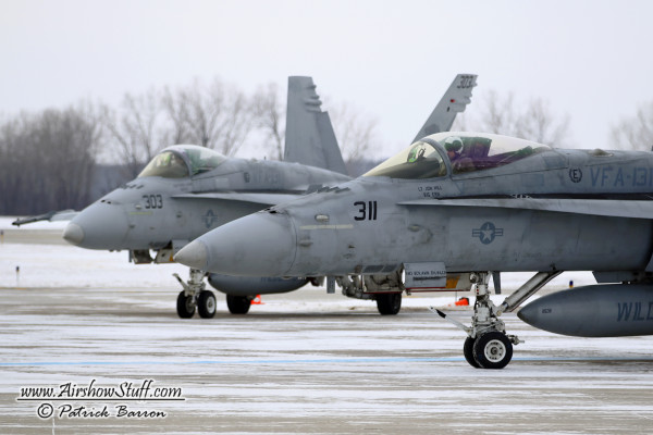 F-18 Hornets preparing for the flyover in Green Bay